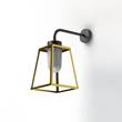 Roger Pradier Lampiok Model 5 Wall Bracket Frosted Glass Lantern with minimalist lines style frame in Tinted Lacquered Brass