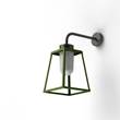 Roger Pradier Lampiok Model 5 Wall Bracket Frosted Glass Lantern with minimalist lines style frame in Fern Green