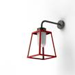 Roger Pradier Lampiok Model 5 Wall Bracket Frosted Glass Lantern with minimalist lines style frame in Tomato Red