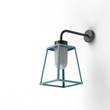 Roger Pradier Lampiok Model 5 Wall Bracket Frosted Glass Lantern with minimalist lines style frame in Blue