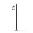 Roger Pradier Lampiok Model 7 Large Single Arm Clear Glass Lamp Post with minimalist lines style lantern in Fern Green