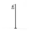 Roger Pradier Lampiok Model 7 Large Single Arm Frosted Glass Lamp Post with minimalist lines style lantern in Black Grey