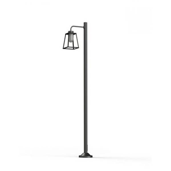 Roger Pradier Lampiok Model 7 Large Single Arm Frosted Glass Lamp Post with minimalist lines style lantern