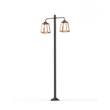 Roger Pradier Lampiok Model 8 Large Double Arm Clear Glass Lamp Post with minimalist lines style lantern in Pure Orange