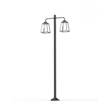 Roger Pradier Lampiok Model 8 Large Double Arm Clear Glass Lamp Post with minimalist lines style lantern in Silk Grey
