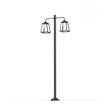 Roger Pradier Lampiok Model 8 Large Double Arm Clear Glass Lamp Post with minimalist lines style lantern in Black Grey