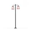 Roger Pradier Lampiok Model 8 Large Double Arm Clear Glass Lamp Post with minimalist lines style lantern in Tomato Red