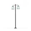 Roger Pradier Lampiok Model 8 Large Double Arm Clear Glass Lamp Post with minimalist lines style lantern in Blue