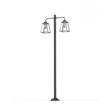 Roger Pradier Lampiok Model 8 Large Double Arm Frosted Glass Lamp Post with minimalist lines style lantern in Silk Grey