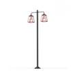 Roger Pradier Lampiok Model 8 Large Double Arm Frosted Glass Lamp Post with minimalist lines style lantern in Tomato Red