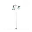 Roger Pradier Lampiok Model 8 Large Double Arm Frosted Glass Lamp Post with minimalist lines style lantern in Blue