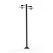 Roger Pradier Aubanne Large Double Arm Clear Glass Lamp Post with Opal Polycarbonate Reflector in Dark Grey