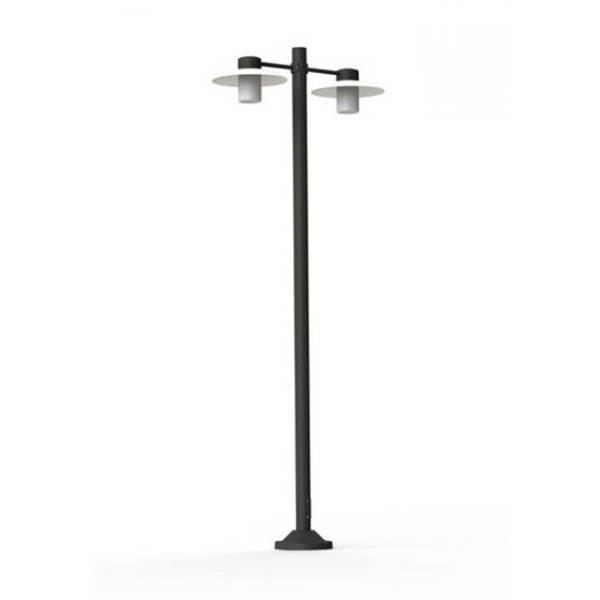 Roger Pradier Aubanne Large Double Arm Clear Glass Lamp Post with Opal Polycarbonate Reflector