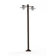 Roger Pradier Aubanne Large Double Arm Clear Glass Lamp Post with Opal Polycarbonate Reflector in Old Rustic