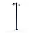 Roger Pradier Aubanne Large Double Arm Clear Glass Lamp Post with Opal Polycarbonate Reflector in Steel Blue