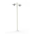 Roger Pradier Aubanne Large Double Arm Clear Glass Lamp Post with Opal Polycarbonate Reflector in Pure White