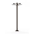 Roger Pradier Aubanne Large Three-Arm Clear Glass Lamp Post with Opal Polycarbonate Reflector in Old Rustic