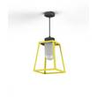 Roger Pradier Lampiok Model 3 Medium Frosted Glass Lantern with minimalist lines style frame in Sulfur Yellow