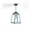 Roger Pradier Lampiok Model 3 Medium Frosted Glass Lantern with minimalist lines style frame in Blue
