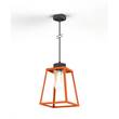 Roger Pradier Lampiok Model 4 Large Clear Glass Lantern with minimalist lines style frame in Pure Orange