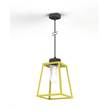 Roger Pradier Lampiok Model 4 Large Clear Glass Lantern with minimalist lines style frame in Sulfur Yellow