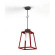 Roger Pradier Lampiok Model 4 Large Clear Glass Lantern with minimalist lines style frame in Tomato Red