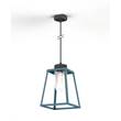 Roger Pradier Lampiok Model 4 Large Clear Glass Lantern with minimalist lines style frame in Blue