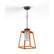 Roger Pradier Lampiok Model 4 Large Frosted Glass Lantern with minimalist lines style frame in Pure Orange