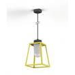Roger Pradier Lampiok Model 4 Large Frosted Glass Lantern with minimalist lines style frame in Sulfur Yellow