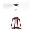 Roger Pradier Lampiok Model 4 Large Frosted Glass Lantern with minimalist lines style frame in Tomato Red