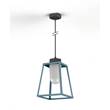 Roger Pradier Lampiok Model 4 Large Frosted Glass Lantern with minimalist lines style frame in Blue