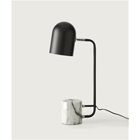 Luca Shiny Black Chrome Desk Lamp White Marble Base