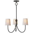 Visual Comfort Reed Small Chandelier with Natural Paper Shades in Bronze