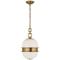 Rotunda Medium Ringed Pendant Antique-Burnished Brass White Glass
