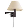 Visual Comfort Classic Swing Arm Wall Lamp with Linen Shade in Bronze