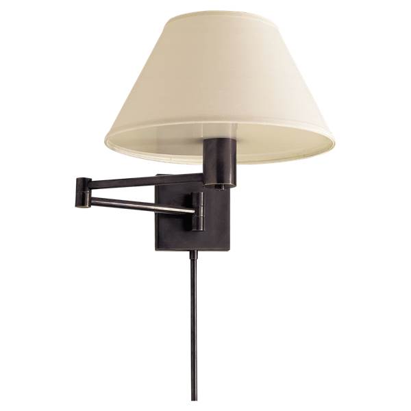 Visual Comfort Classic Swing Arm Wall Lamp with Linen Shade