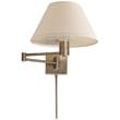 Visual Comfort Classic Swing Arm Wall Lamp with Linen Shade in Antique Nickel
