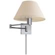 Visual Comfort Classic Swing Arm Wall Lamp with Linen Shade in Polished Nickel