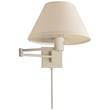 Visual Comfort Classic Swing Arm Wall Lamp with Linen Shade in White