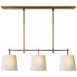 Visual Comfort Bryant Small Billiard Pendant with Natural Paper Shades in Antique Burnished Brass