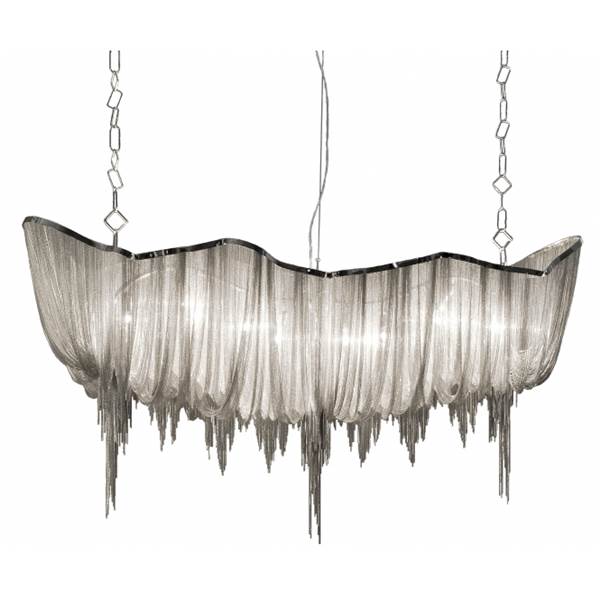 Terzani Atlantis Small Linear Pendant with Draped Shimmering Chainmail