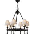 Visual Comfort Classic Mini Ring Chandelier with Natural Paper Shades in Bronze