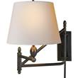 Visual Comfort Paulo Small Wall Bracket Light  with Natural Paper Shade in Bronze