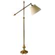 Visual Comfort Pimlico Adjustable Floor Lamp with Linen Collar Shade in Antique Burnished Brass