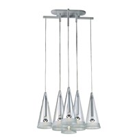 Fucsia 8 Round Clear Glass LED Pendant Extruded Aluminum Arms