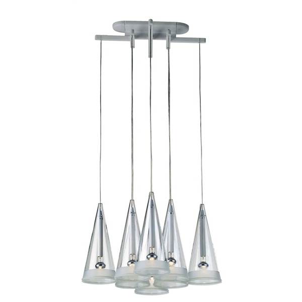 Flos Fucsia 8 Round Clear Glass LED Pendant with Extruded Aluminum Arms