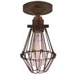 Mullan Lighting Apoch Flush Cage Ceiling Fitting with Eye-Catching Design in Antique Brass