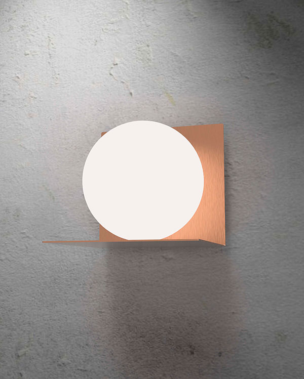 Marchetti Balance 15x15 Wall Light with White Blown Glass Satin Gold