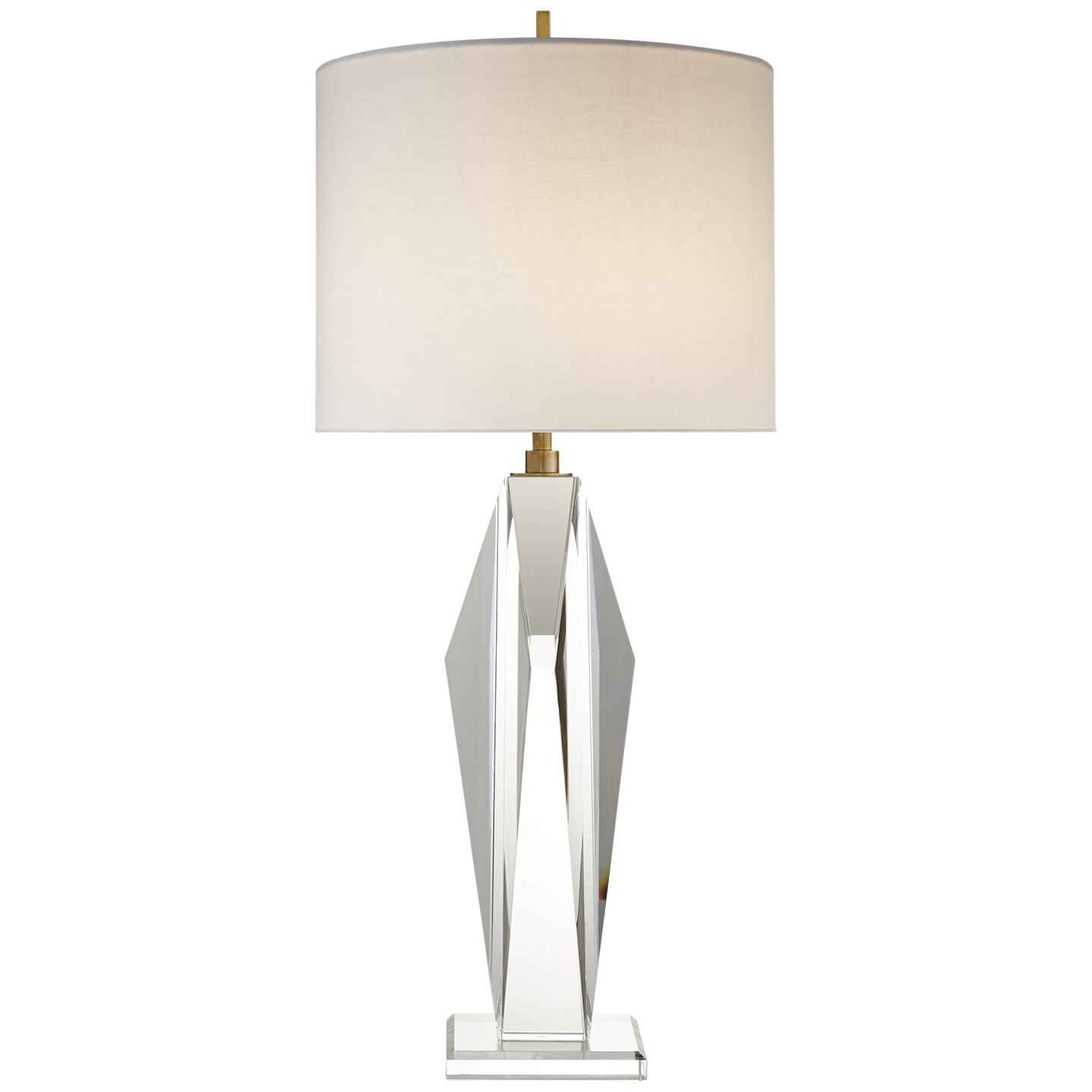 Visual Comfort Castle Peak Crystal Table Lamp with Linen Shade Cream