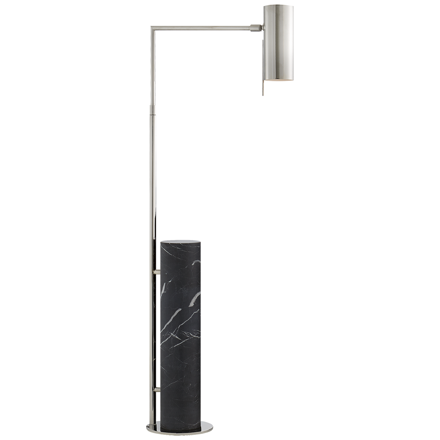 Visual Comfort Alma Adjustable Floor Lamp Polished Nickel & Black Marble